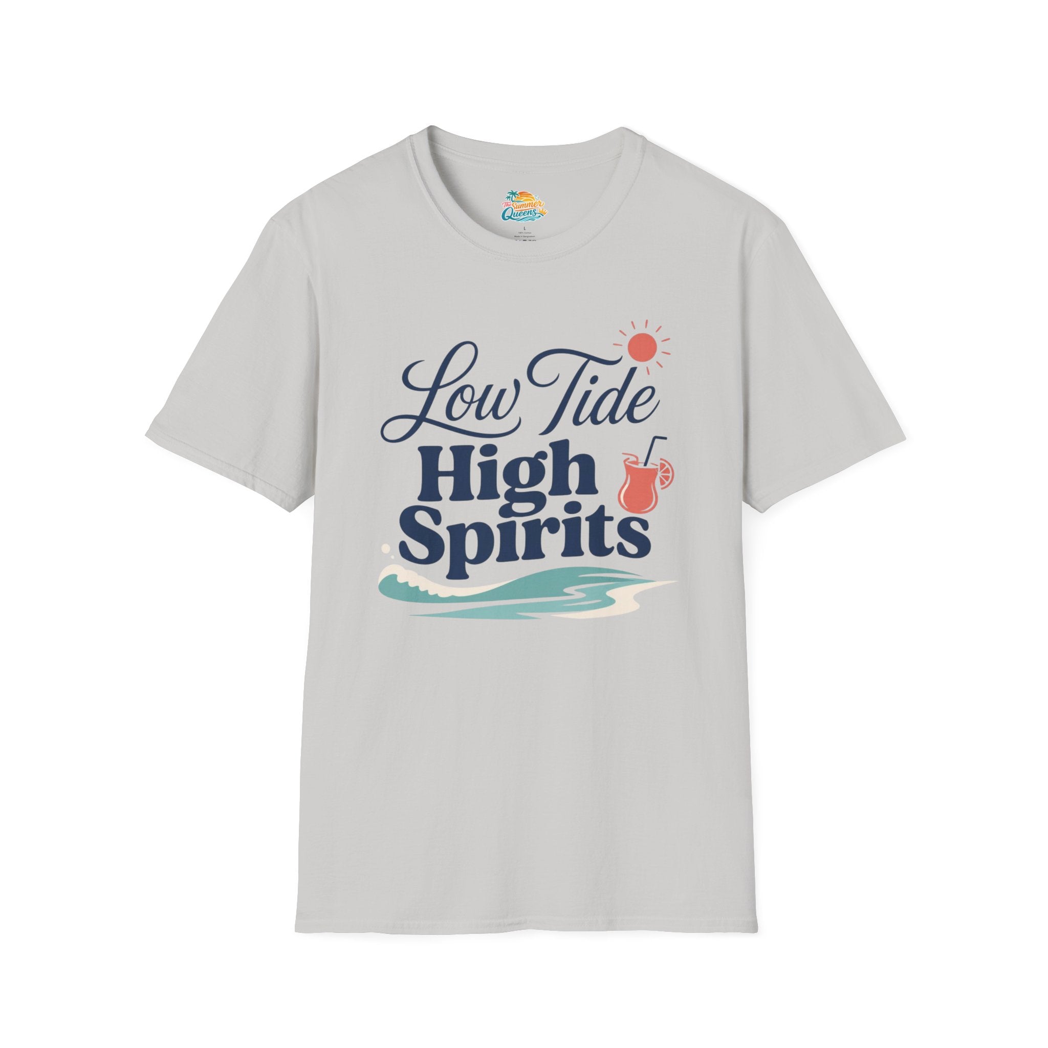 Low Tide, High Spirits Beach T-Shirt