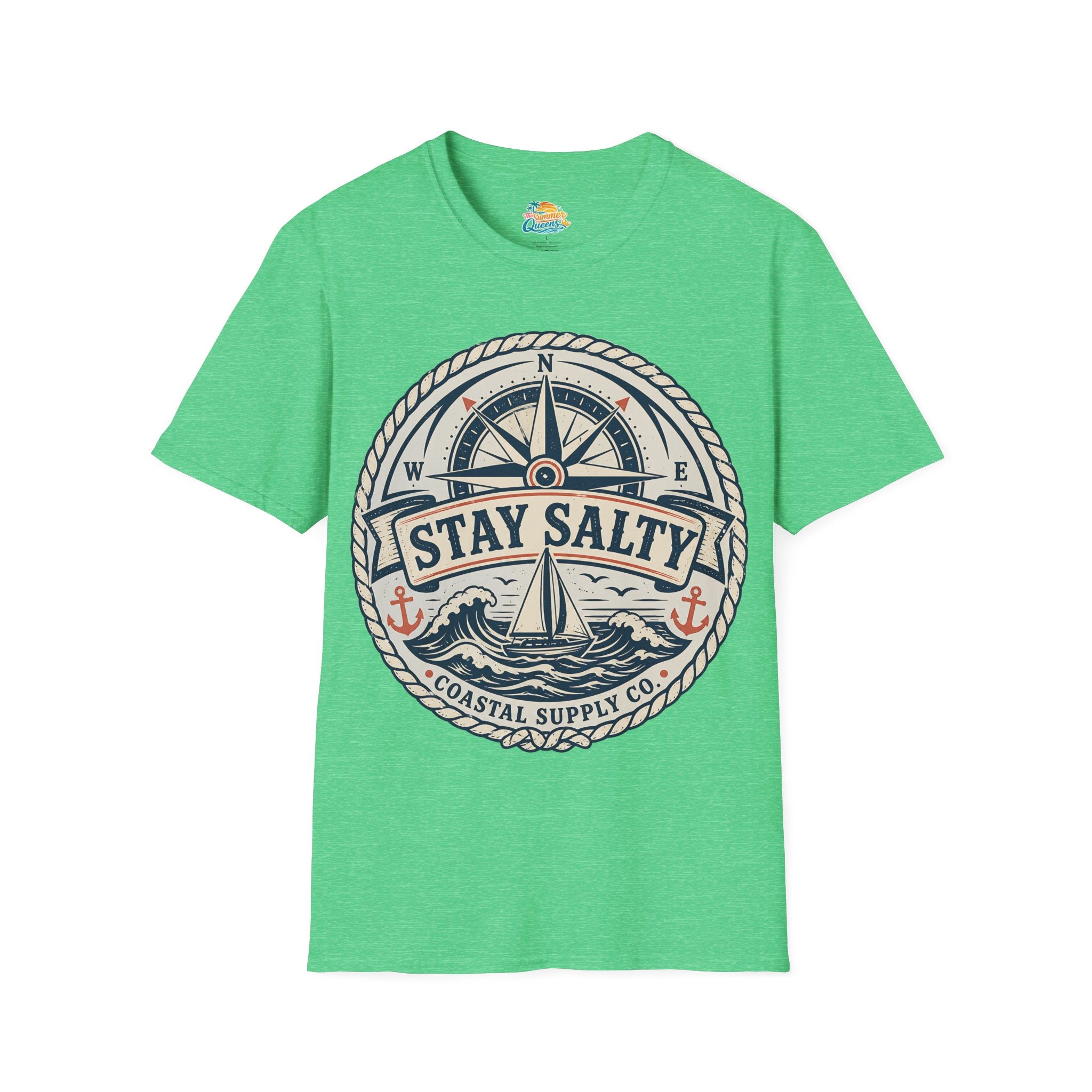 Stay Salty Coastal T-Shirt – Nautical Compass & Sailboat Design