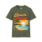 Beach, Please T-Shirt — Retro Sunset Palm Tree Beach Graphic Tee