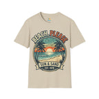 Beach, Please Sun & Sand T-Shirt — Retro Palm Tree Sunset Tee