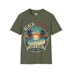 Beach, Please Sun & Sand T-Shirt — Retro Palm Tree Sunset Tee