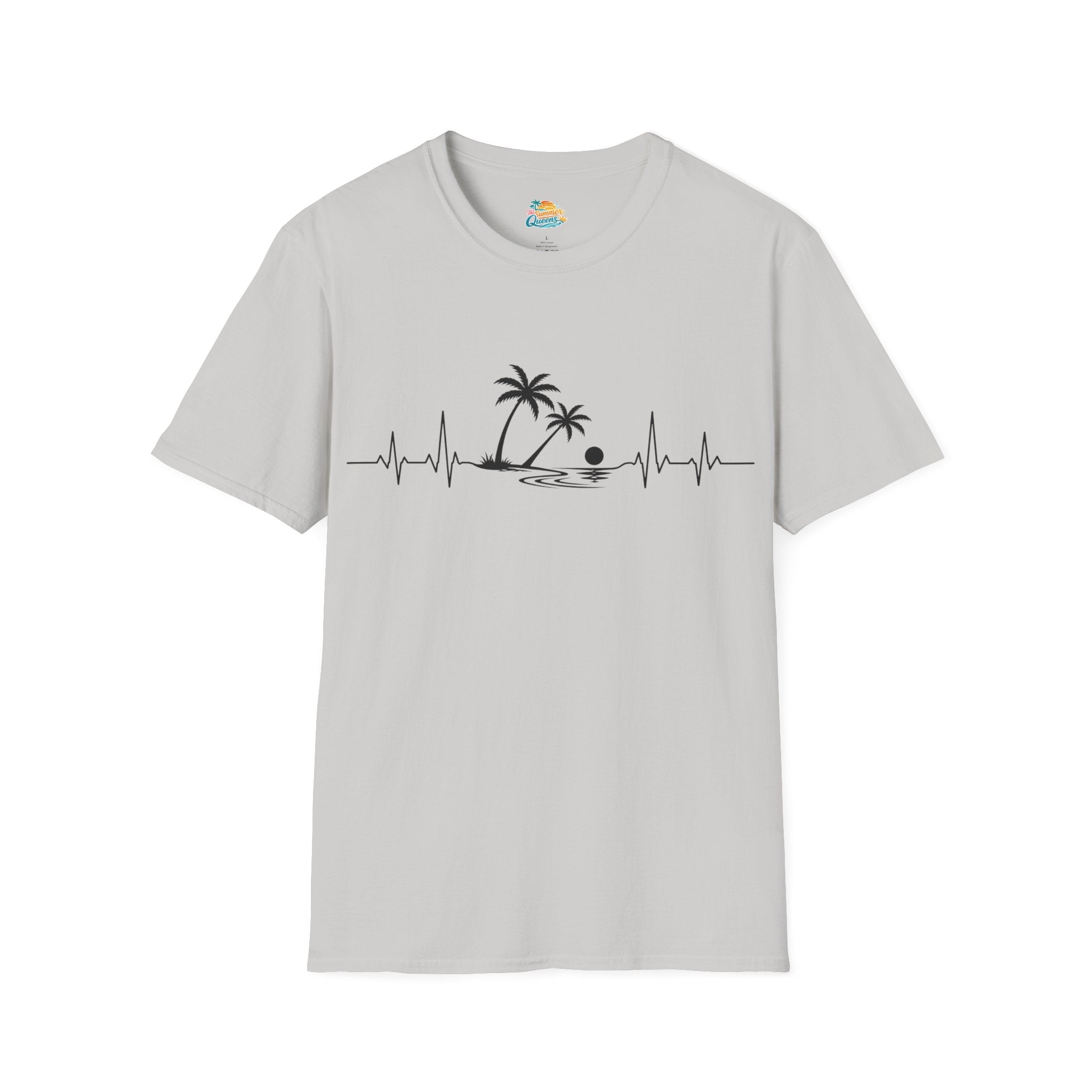 Beach Pulse T-Shirt — Palm Tree Heartbeat Summer Tee