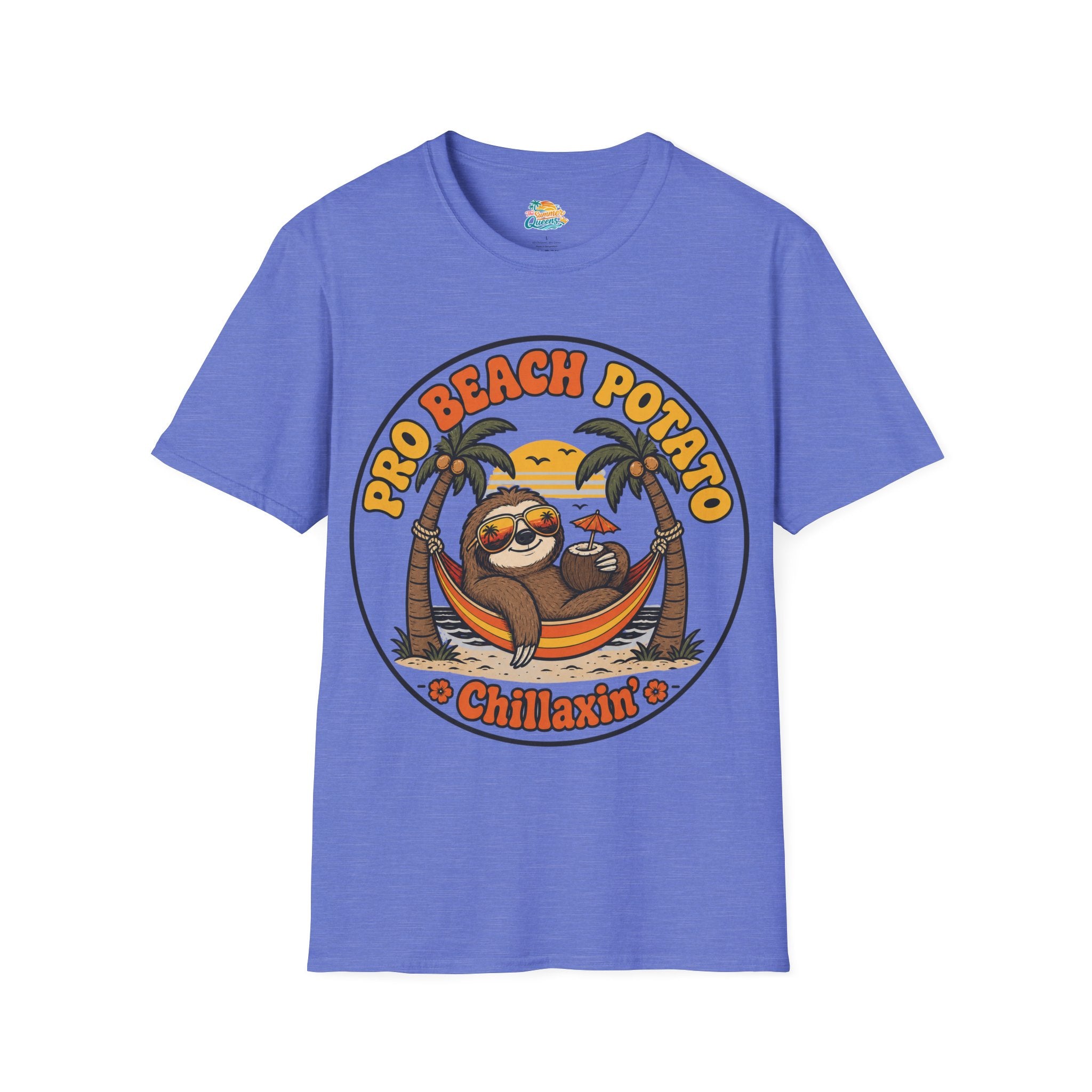 Pro Beach Potato Chillaxin' T-Shirt - Smiling Sloth Beach Tee