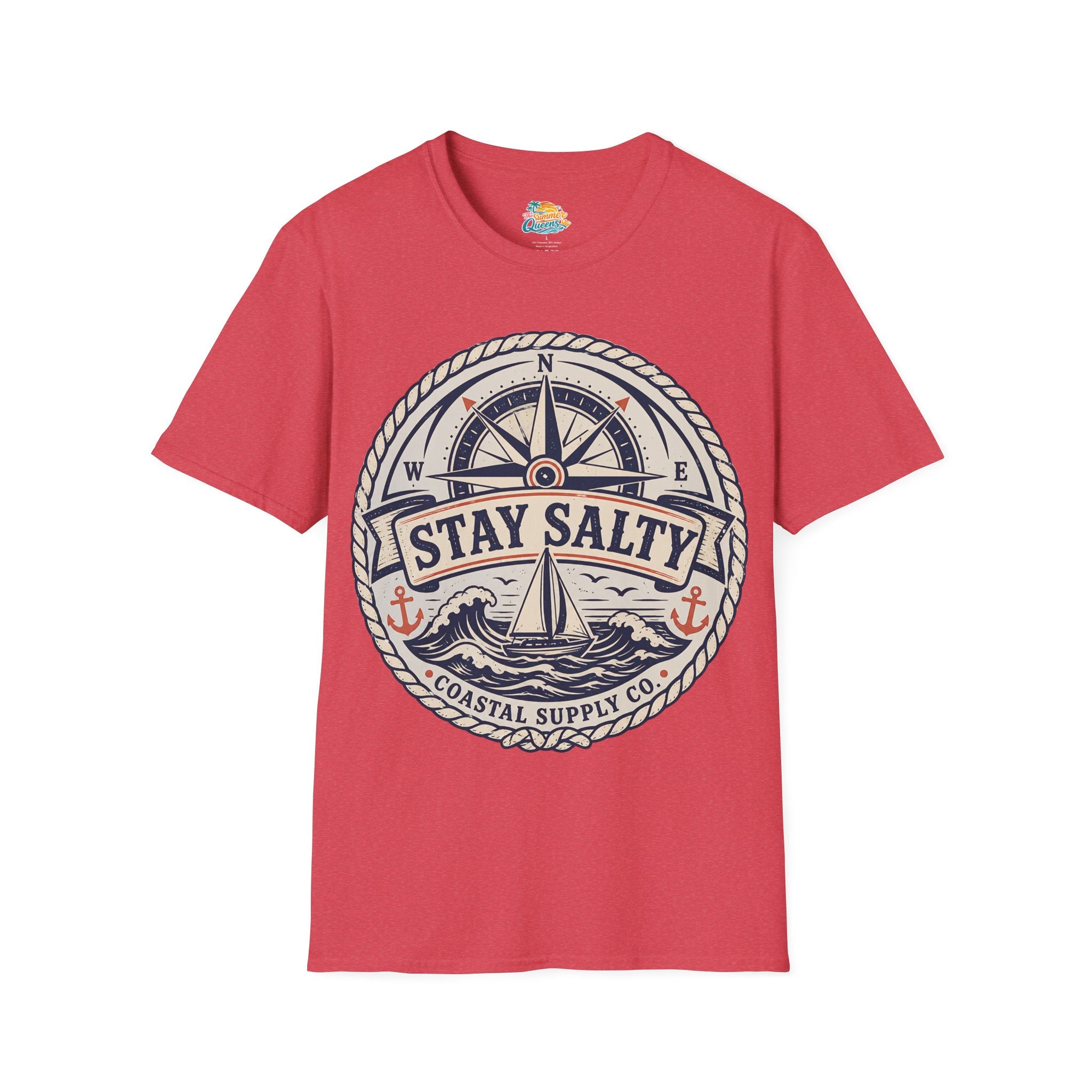 Stay Salty Coastal T-Shirt – Nautical Compass & Sailboat Design