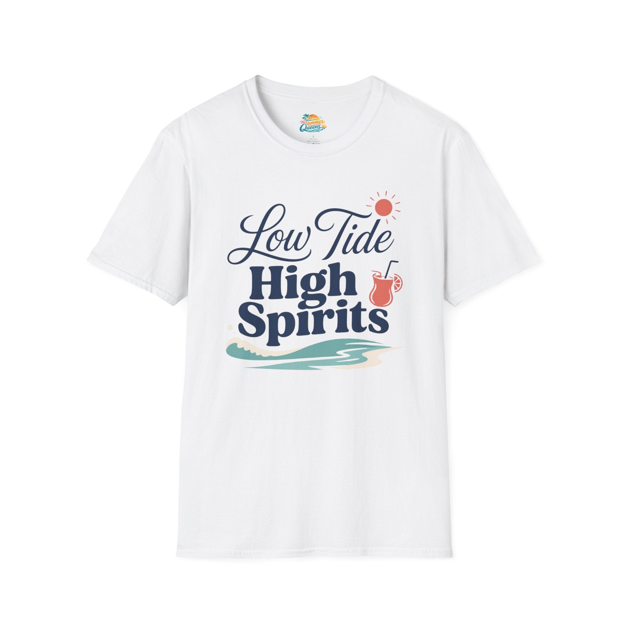 Low Tide, High Spirits Beach T-Shirt