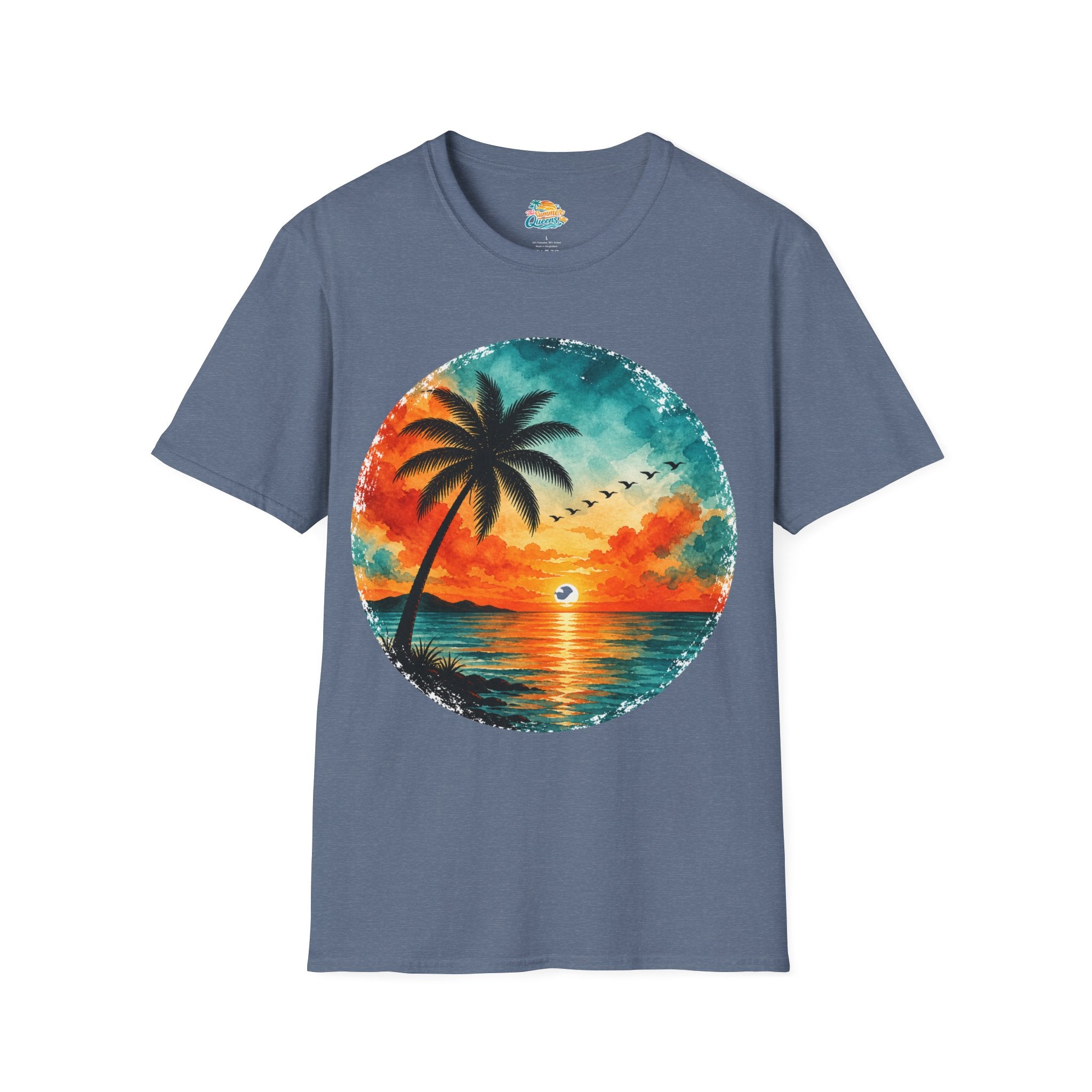 Sunset Palm Beach T-Shirt — Tropical Sunset Graphic Tee