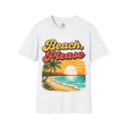 Beach, Please T-Shirt — Retro Sunset Palm Tree Beach Graphic Tee