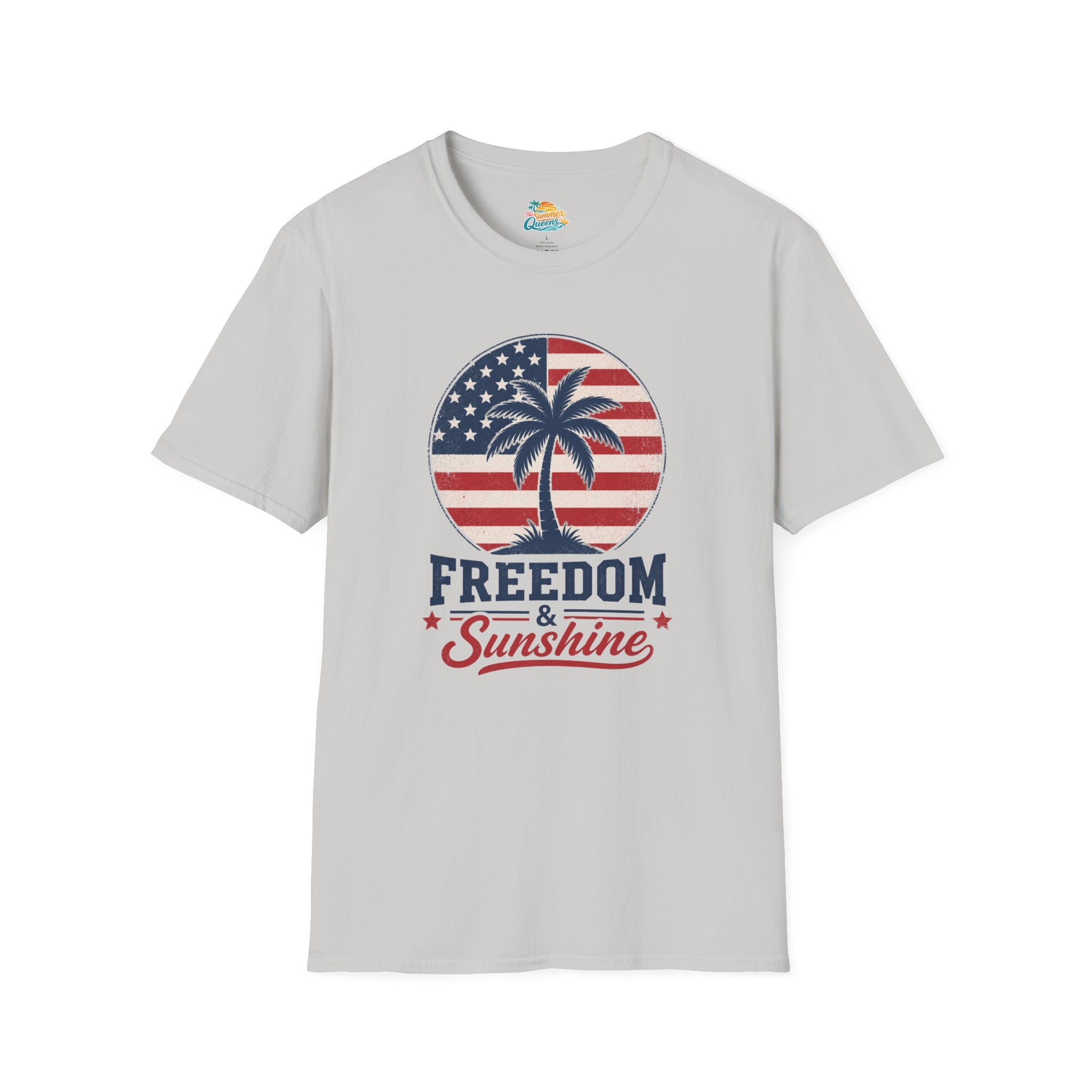 Freedom & Sunshine T-Shirt — American Flag Palm Tree Patriotic Tee