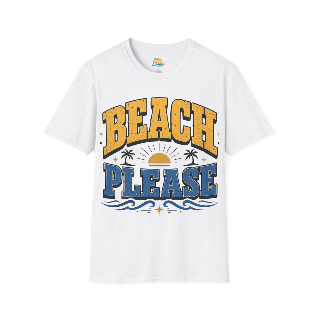 Beach Please T-Shirt – Retro Sunset Palm Graphic