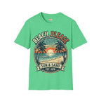Beach, Please Sun & Sand T-Shirt — Retro Palm Tree Sunset Tee