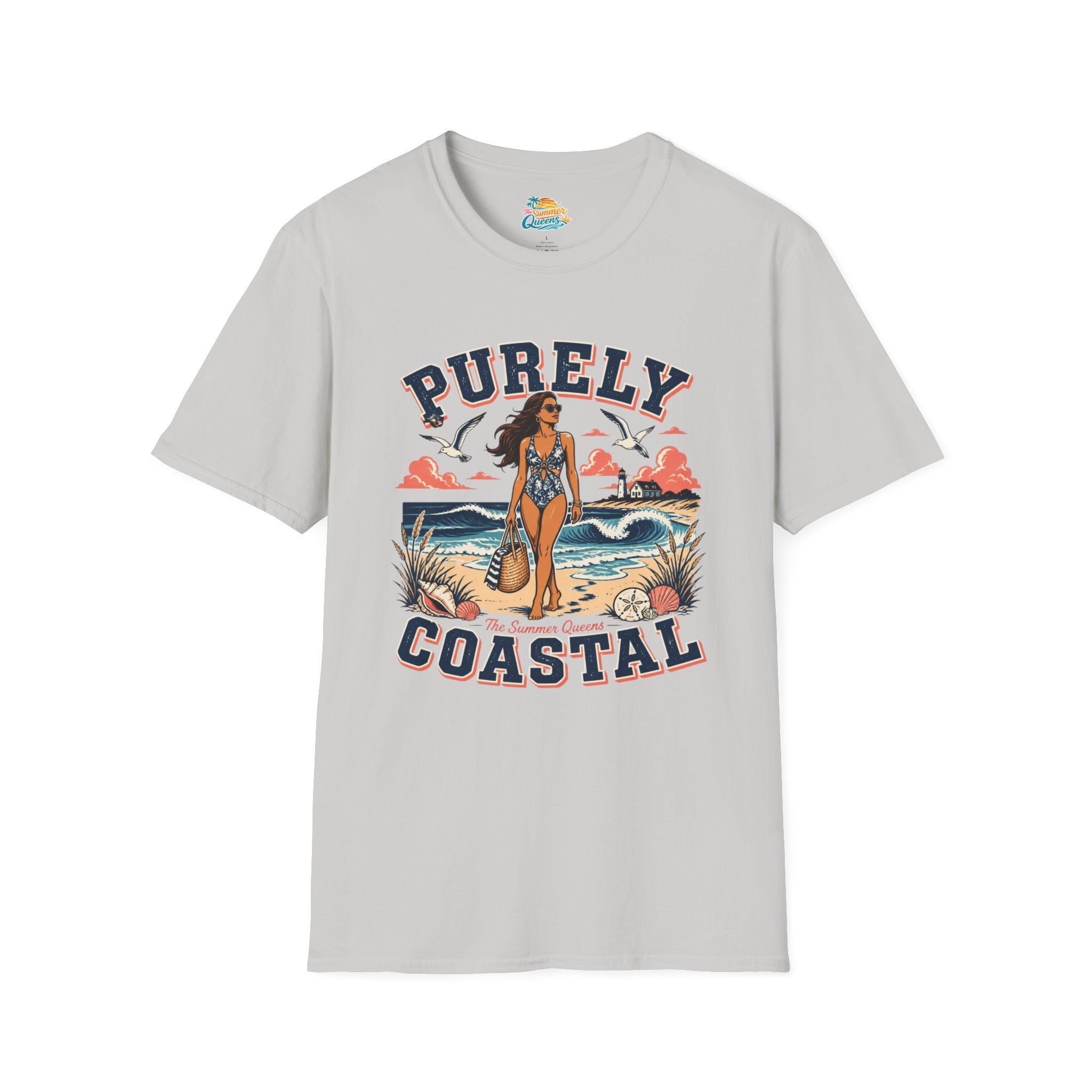 Purely Coastal Queen T‑Shirt — Vintage Beach Swim Graphic