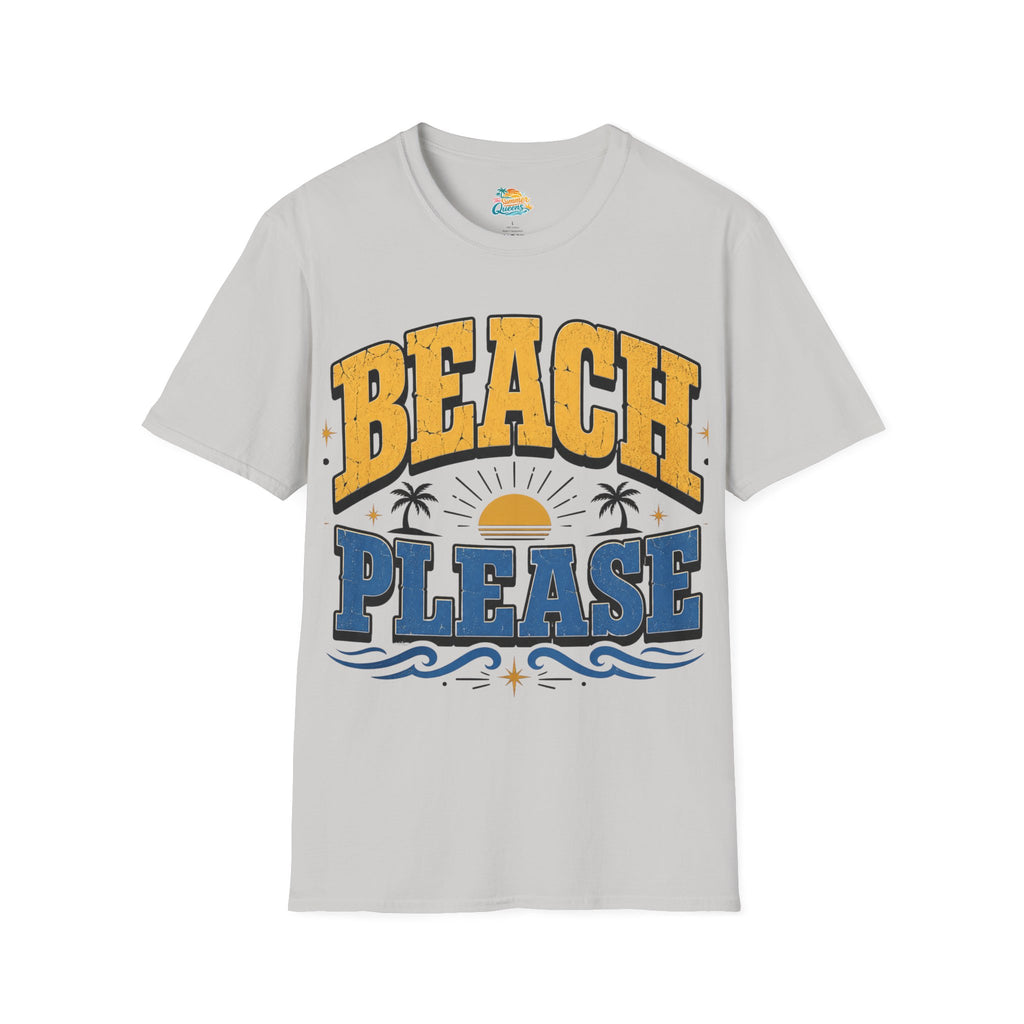Beach Please T-Shirt – Retro Sunset Palm Graphic