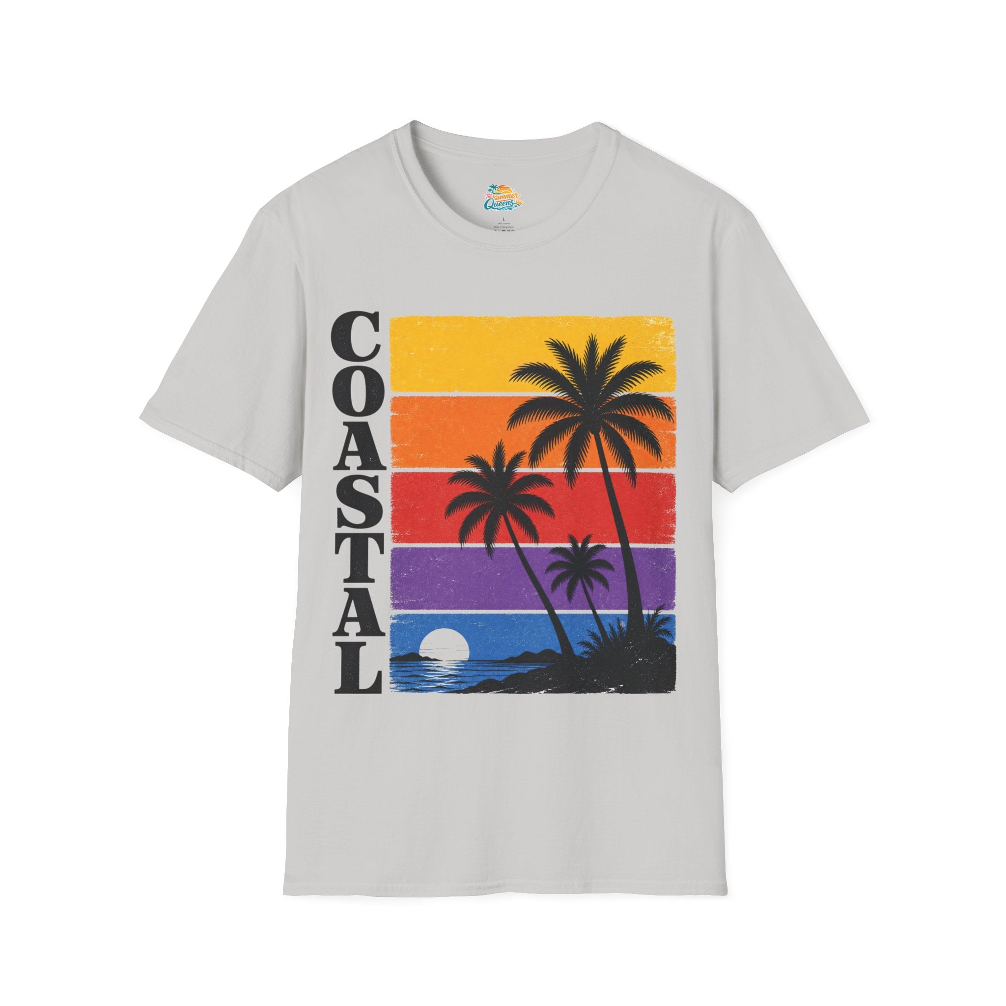 Coastal Sunset T-Shirt — Retro Palm Tree Beach Graphic