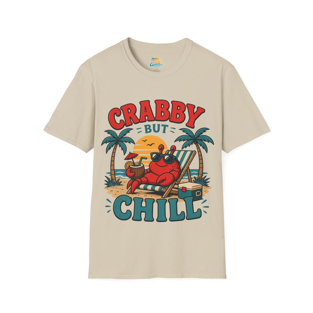 Crabby But Chill T-Shirt — Retro Beach Crab Graphic Tee