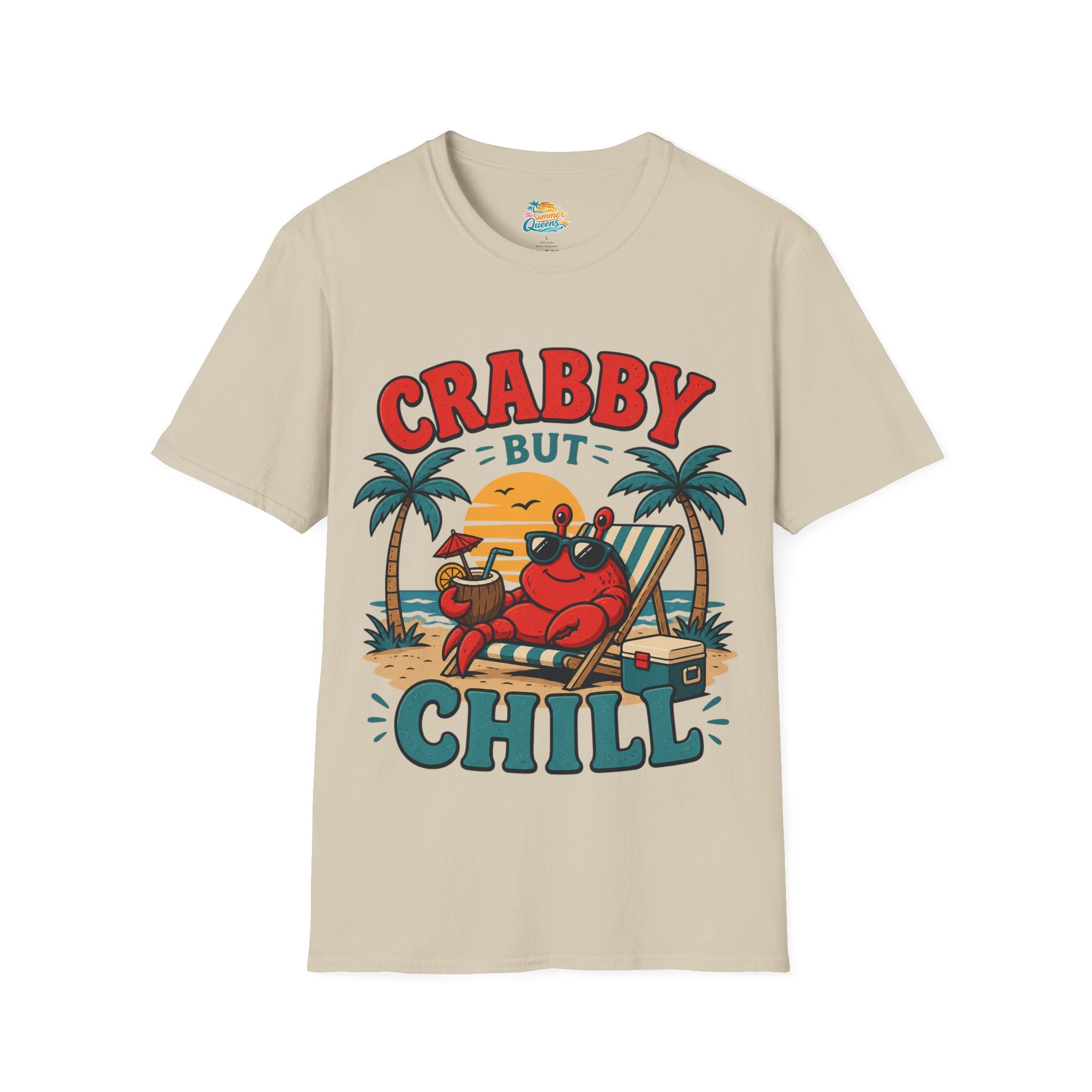 Crabby But Chill T-Shirt — Retro Beach Crab Graphic Tee