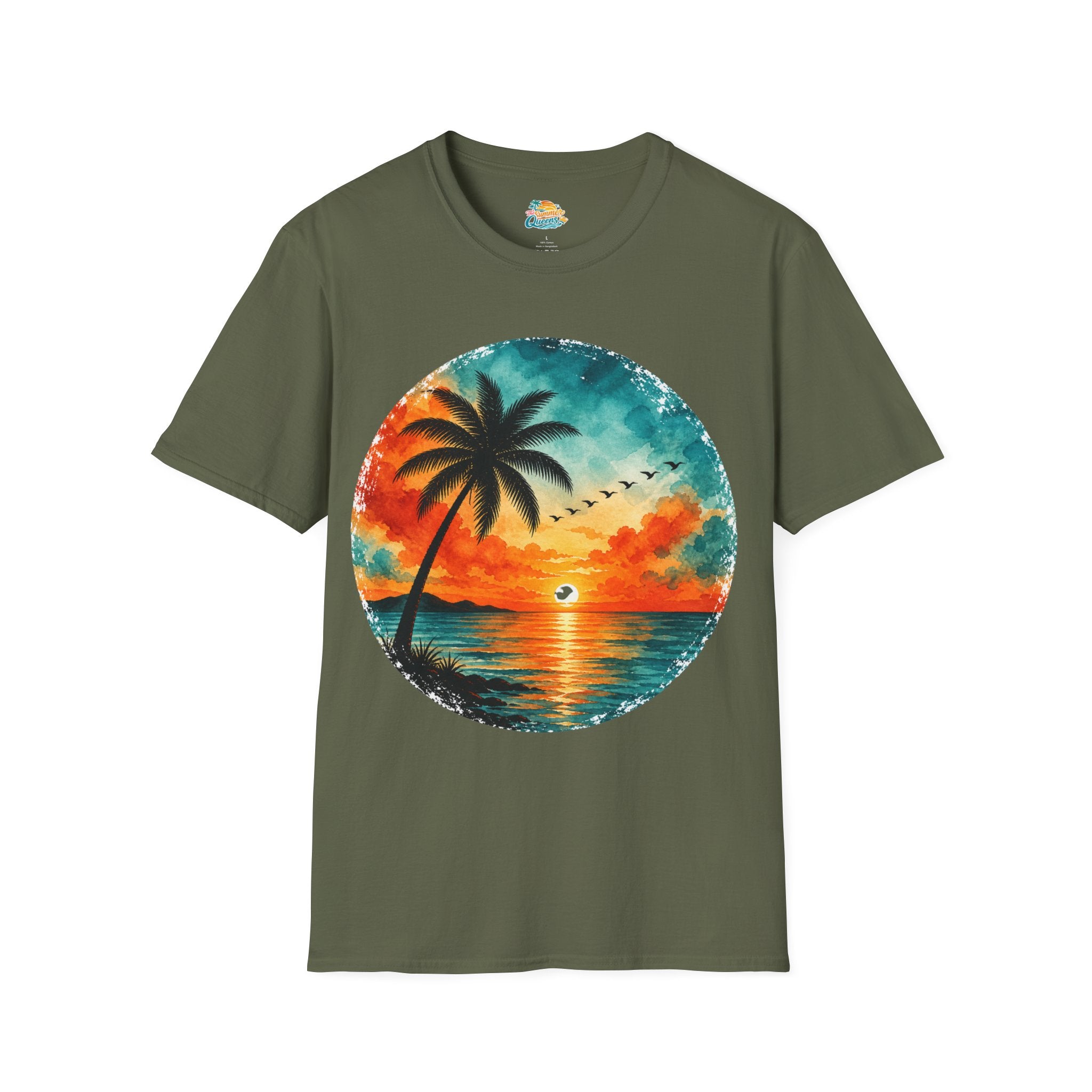 Sunset Palm Beach T-Shirt — Tropical Sunset Graphic Tee