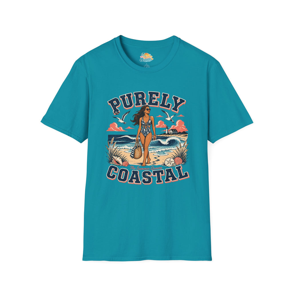 Purely Coastal Queen T‑Shirt — Vintage Beach Swim Graphic