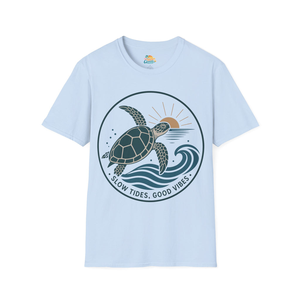 Slow Tides, Good Vibes T-Shirt —  Sea Turtle Coastal Graphic Tee
