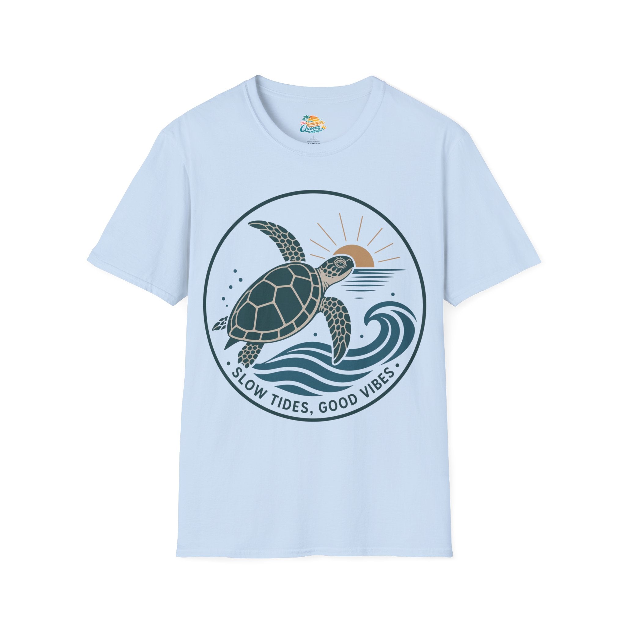Slow Tides, Good Vibes T-Shirt —  Sea Turtle Coastal Graphic Tee