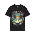 Beach, Please Sun & Sand T-Shirt — Retro Palm Tree Sunset Tee