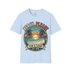 Beach, Please Sun & Sand T-Shirt — Retro Palm Tree Sunset Tee