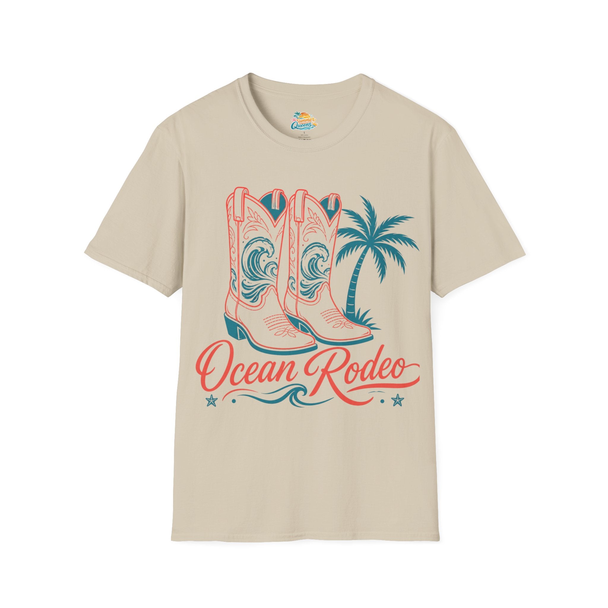 Ocean Rodeo Graphic Tee — Cowboy Boots & Palm Tree Beach Shirt