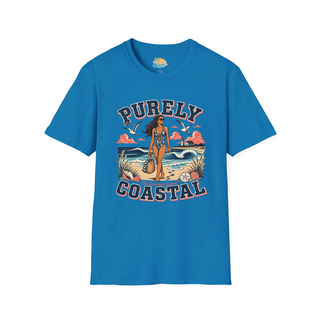 Purely Coastal Queen T‑Shirt — Vintage Beach Swim Graphic