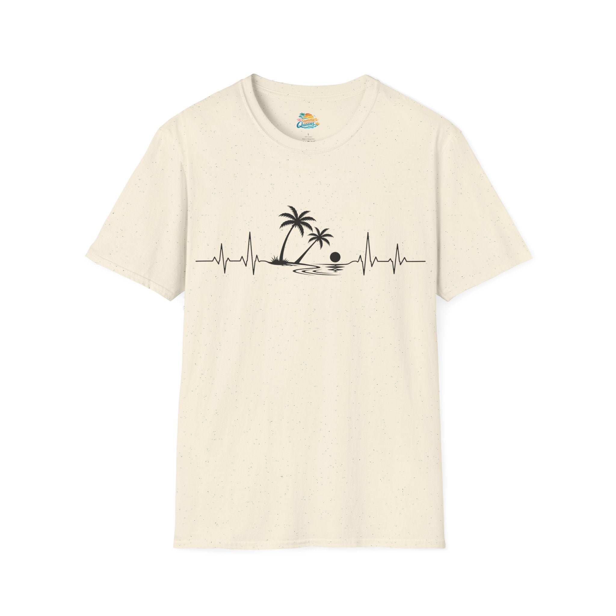 Beach Pulse T-Shirt — Palm Tree Heartbeat Summer Tee