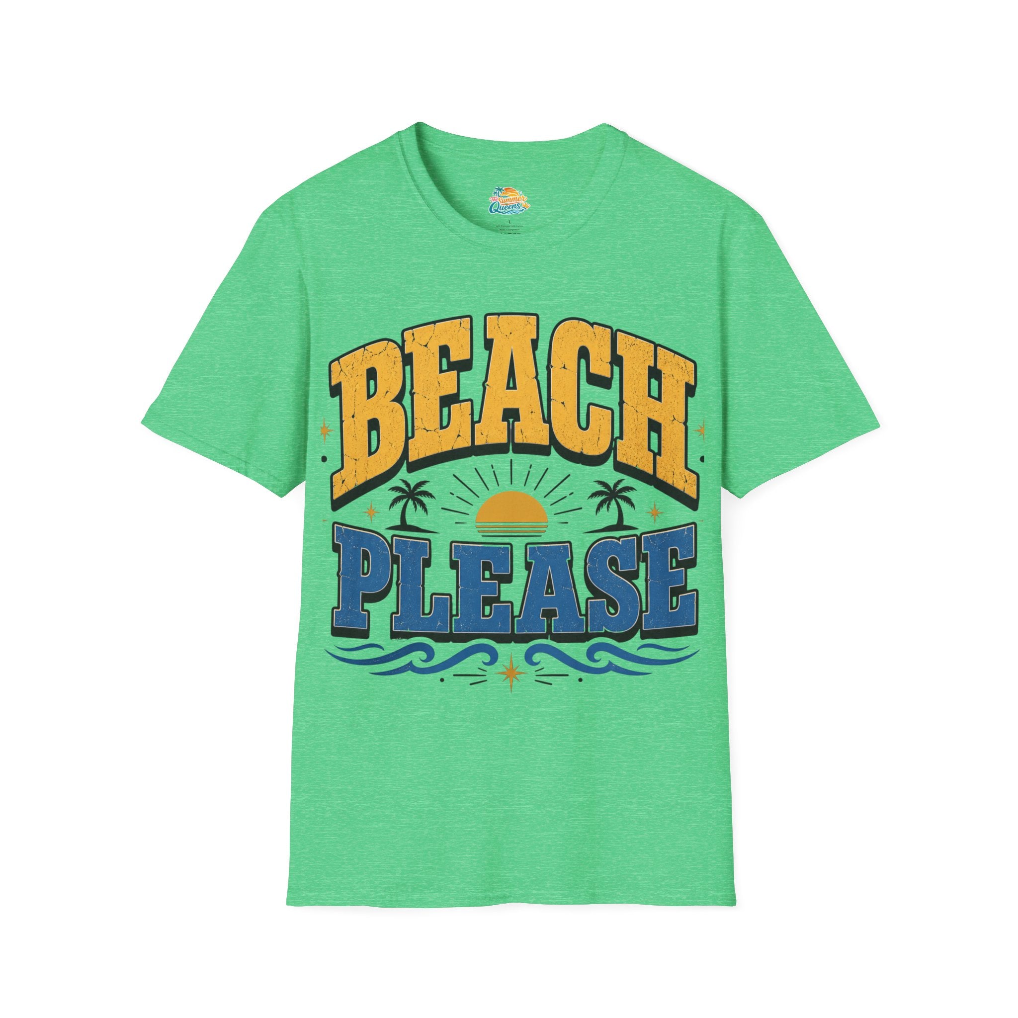 Beach Please T-Shirt – Retro Sunset Palm Graphic