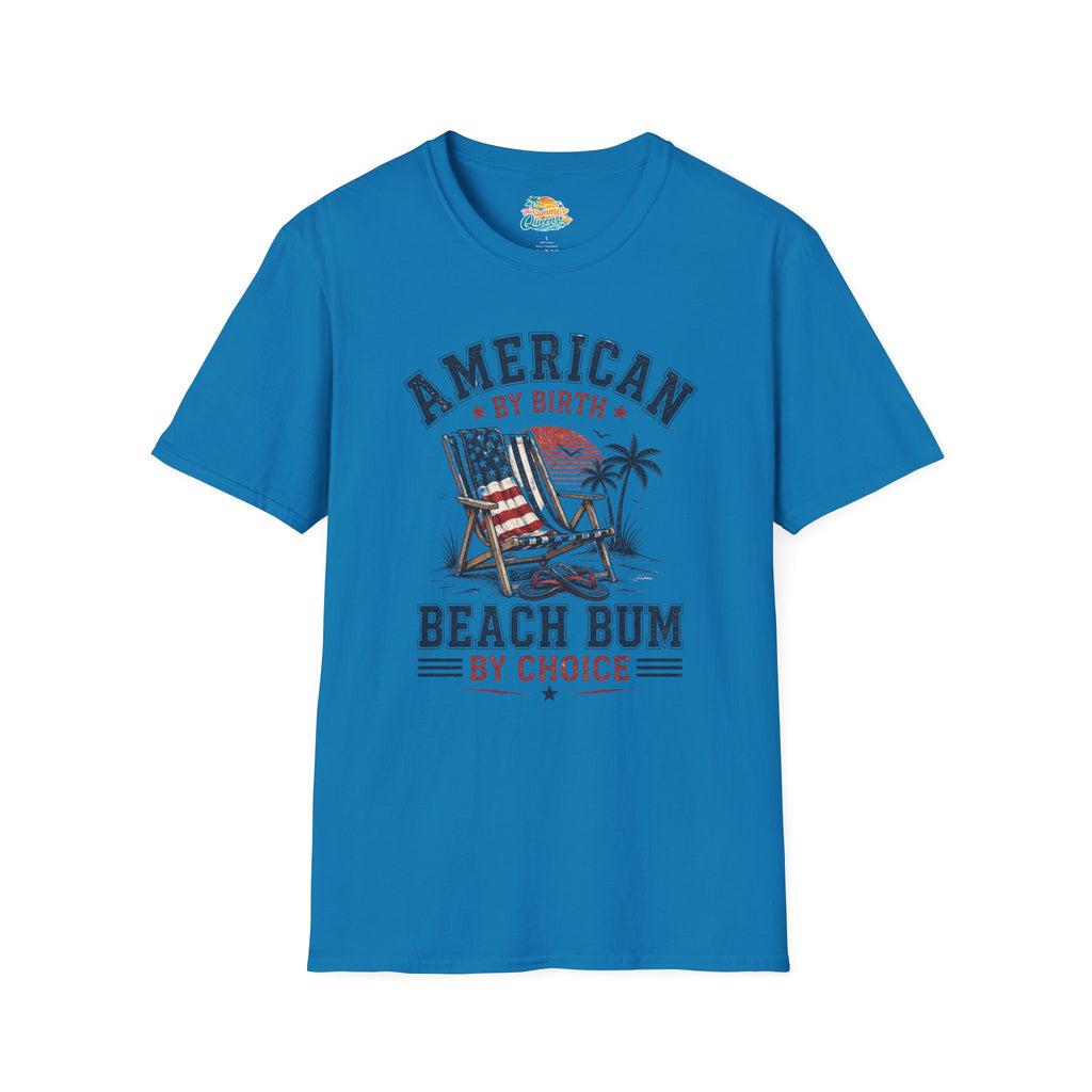 American by Birth, Beach Bum by Choice T‑Shirt
