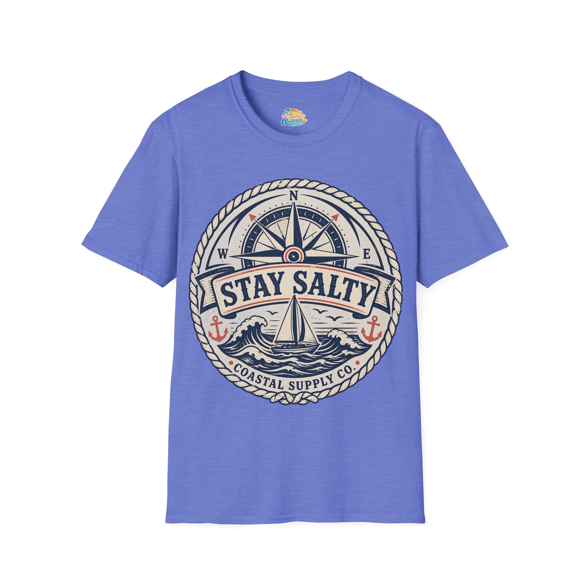 Stay Salty Coastal T-Shirt – Nautical Compass & Sailboat Design