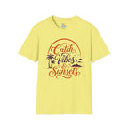 Catch Vibes & Sunsets T-Shirt — Beach Palm Sunset Graphic Tee