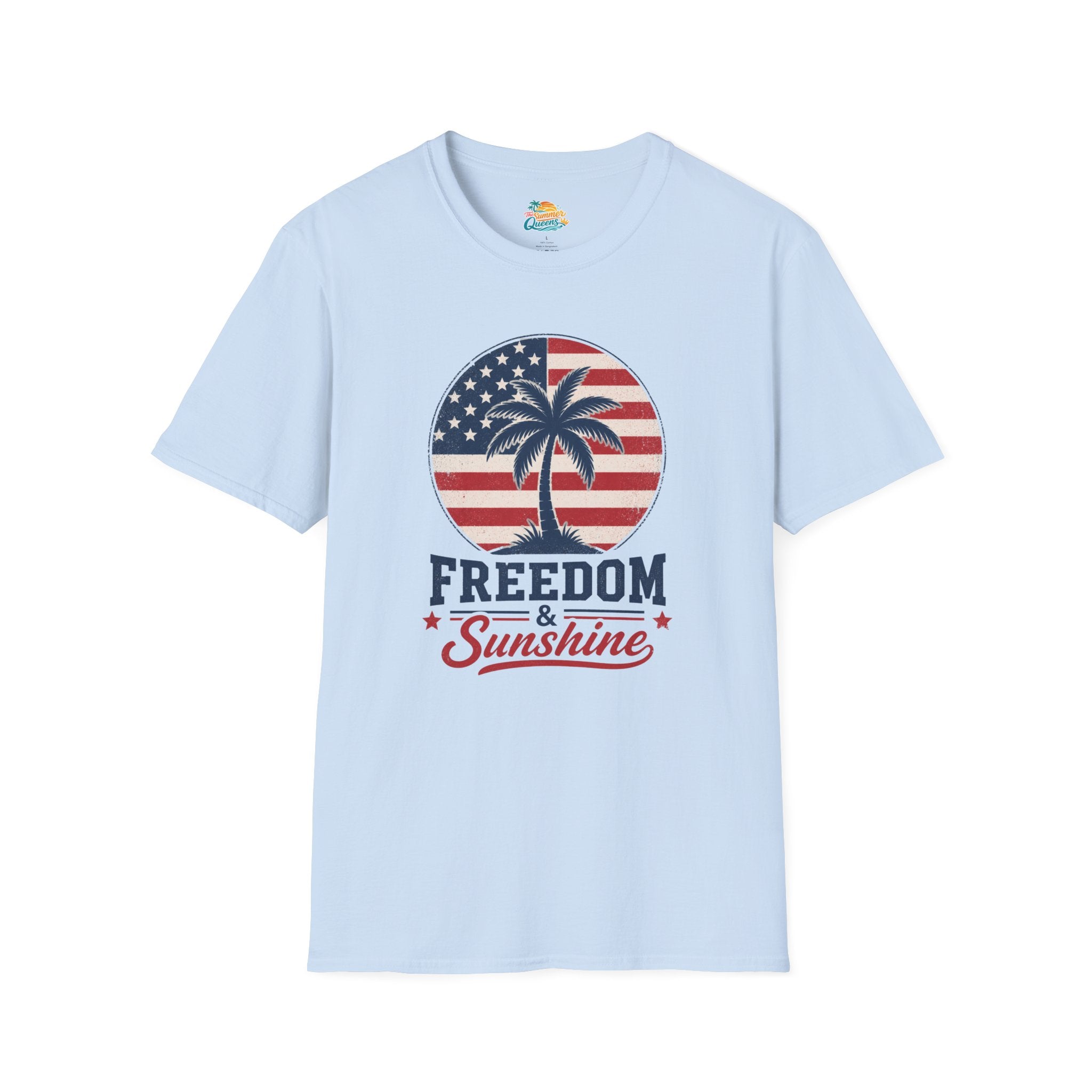 Freedom & Sunshine T-Shirt — American Flag Palm Tree Patriotic Tee