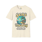 Seas The Day Beach T-Shirt — Retro Summer Palm Tree Graphic