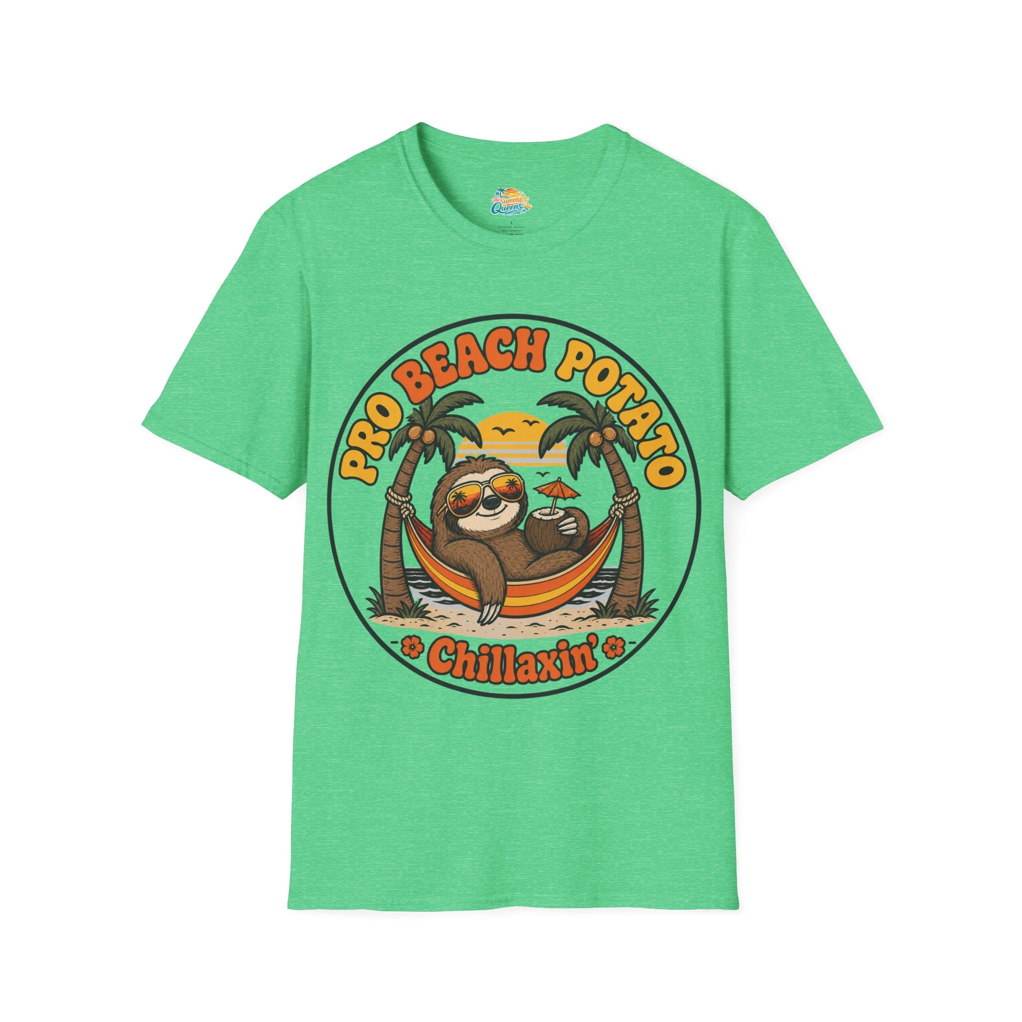 Pro Beach Potato Chillaxin' T-Shirt - Smiling Sloth Beach Tee