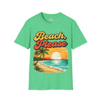 Beach, Please T-Shirt — Retro Sunset Palm Tree Beach Graphic Tee