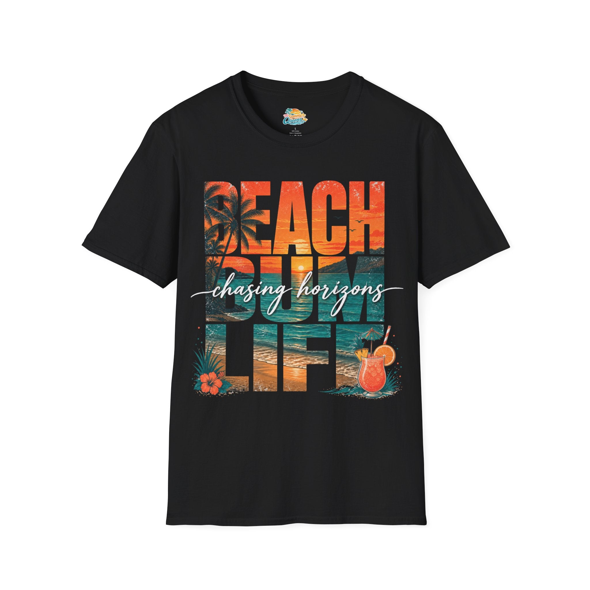 Beach Bum Life T‑Shirt — Tropical "Chasing Horizons" Graphic Tee
