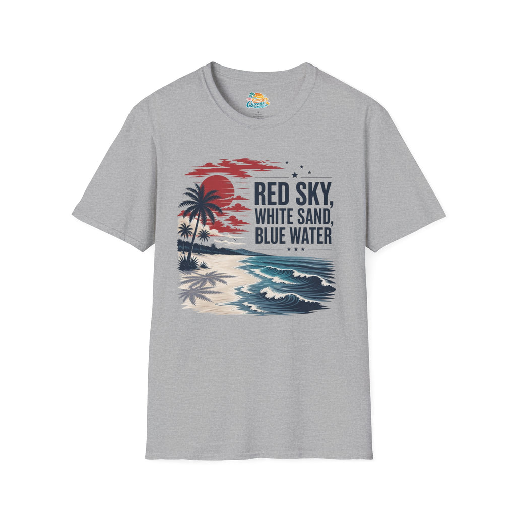 Red Sky, White Sand, Blue Water T-Shirt