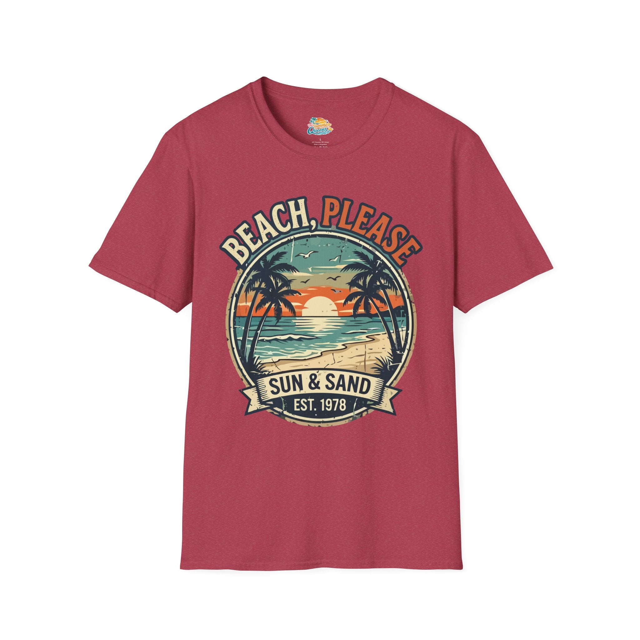 Beach, Please Sun & Sand T-Shirt — Retro Palm Tree Sunset Tee