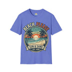 Beach, Please Sun & Sand T-Shirt — Retro Palm Tree Sunset Tee