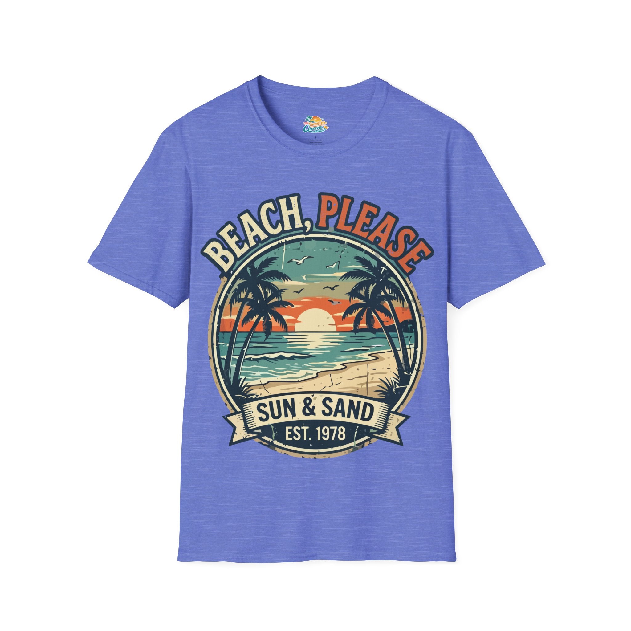 Beach, Please Sun & Sand T-Shirt — Retro Palm Tree Sunset Tee