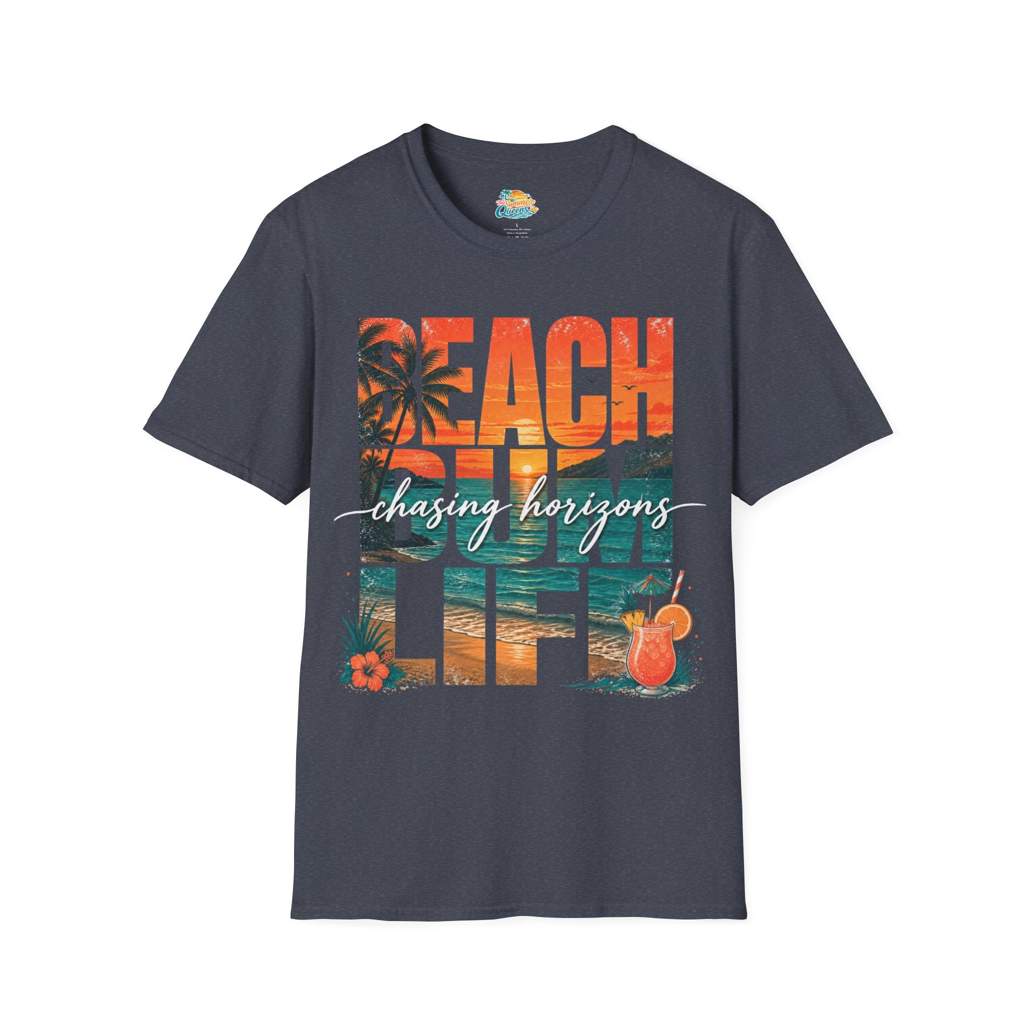 Beach Bum Life T‑Shirt — Tropical "Chasing Horizons" Graphic Tee