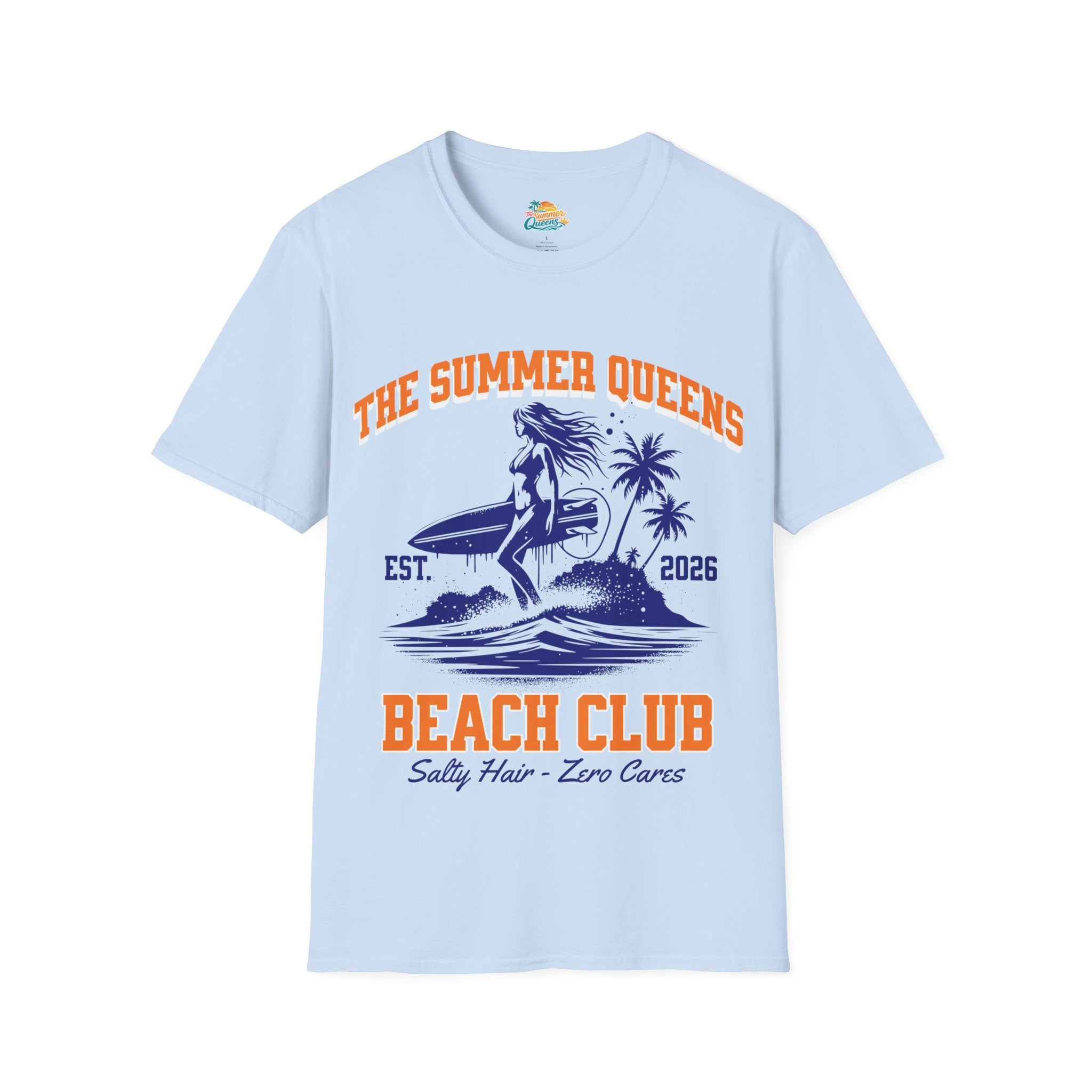The Summer Queens Beach Club T-Shirt — Surf Graphic (Est. 2026)