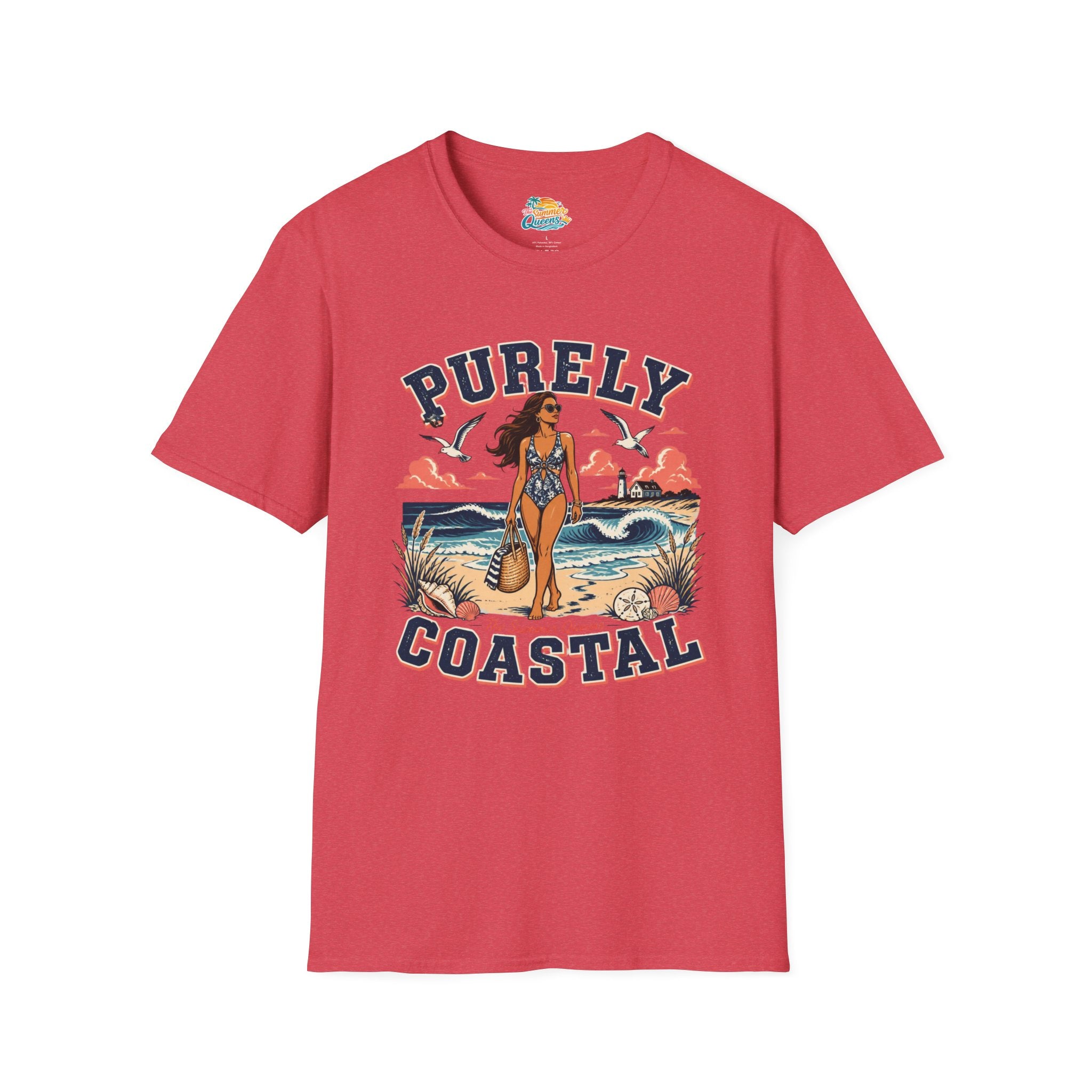 Purely Coastal Queen T‑Shirt — Vintage Beach Swim Graphic