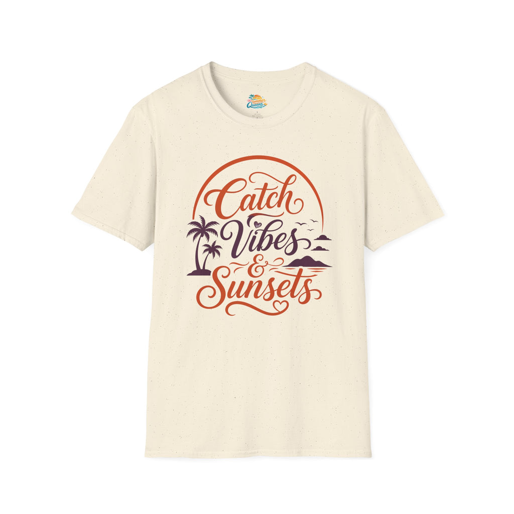 Catch Vibes & Sunsets T-Shirt — Beach Palm Sunset Graphic Tee