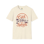 Catch Vibes & Sunsets T-Shirt — Beach Palm Sunset Graphic Tee
