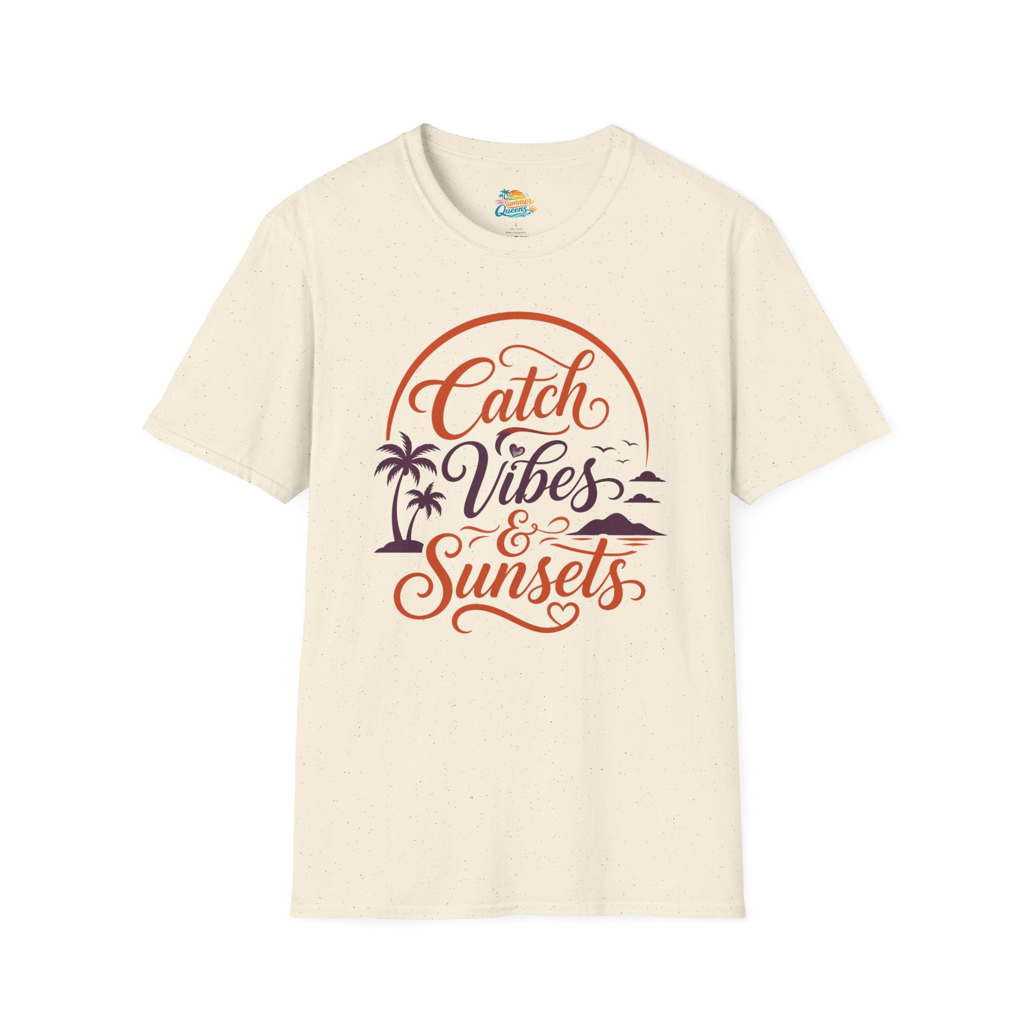 Catch Vibes & Sunsets T-Shirt — Beach Palm Sunset Graphic Tee
