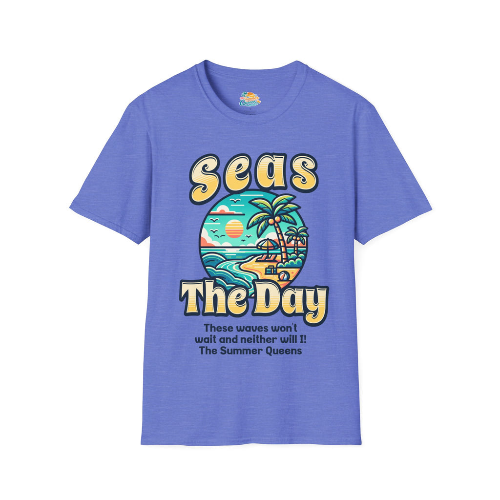 Seas The Day Beach T-Shirt — Retro Summer Palm Tree Graphic
