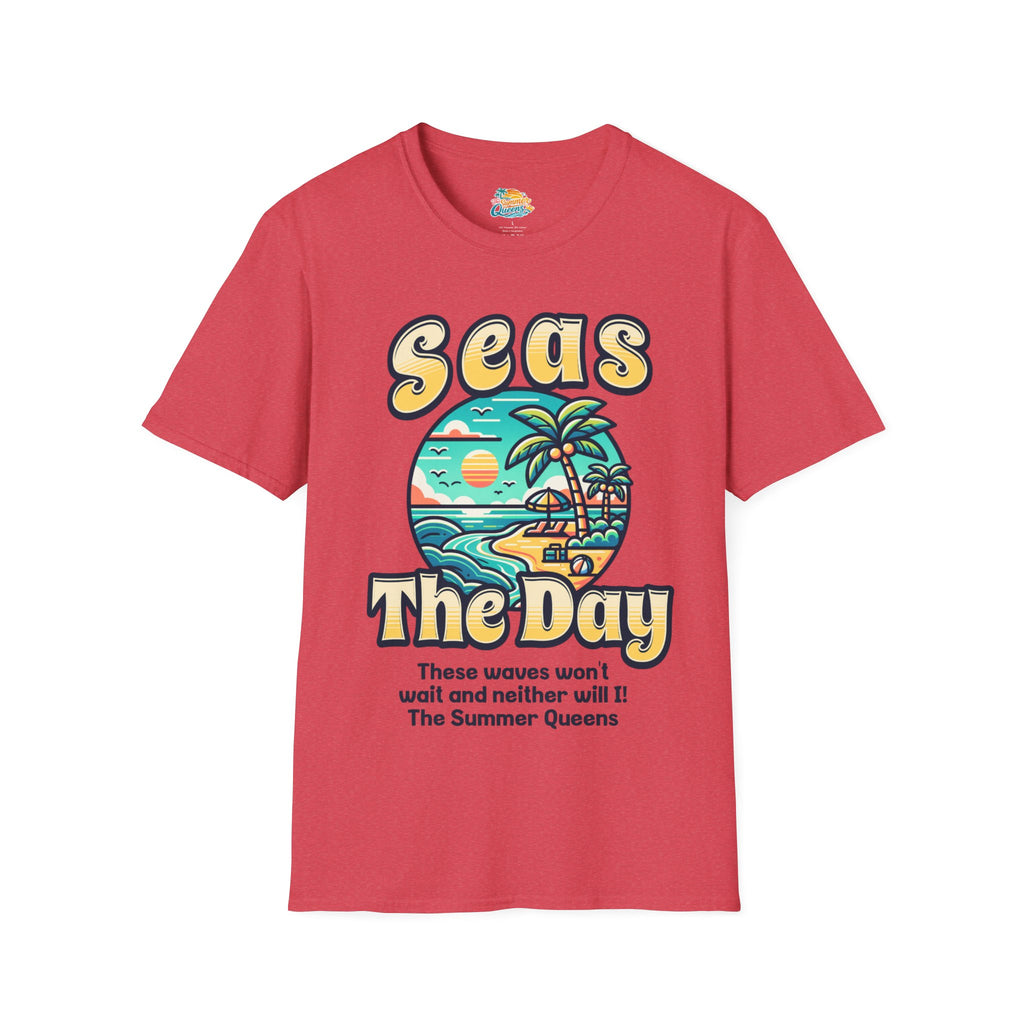 Seas The Day Beach T-Shirt — Retro Summer Palm Tree Graphic
