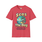 Seas The Day Beach T-Shirt — Retro Summer Palm Tree Graphic